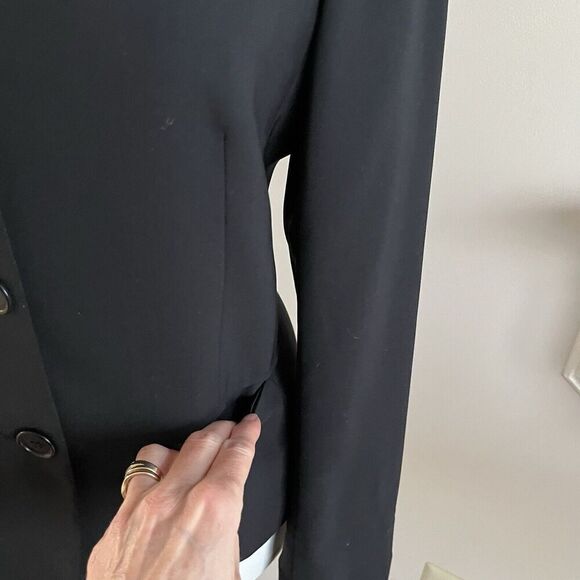 Theory Wool Blend Classic Blazer 8 Black Jacket Academia Business Office Preppy - Picture 9 of 13
